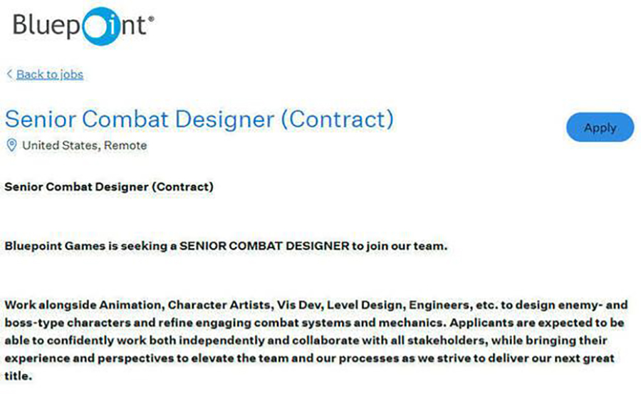 Oferta laboral de Bluepoint Games adelanta su próximo proyecto